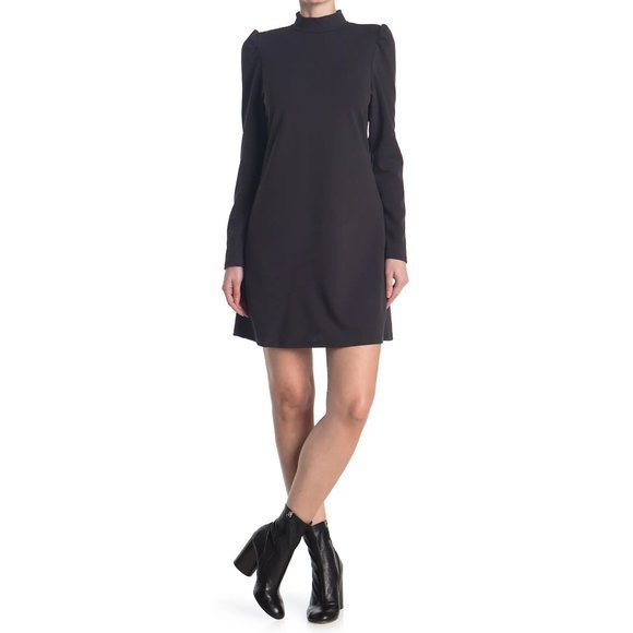VANITY ROOM Mock Neck Puff Sleeve Dress in Black - Medium - Picture 4 of 4